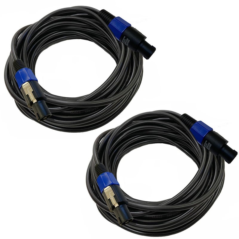 HeyTones Professional 12 Gauge 100 Feet Speakon to Speakon Cables - 12AWG 100ft DJ/PA SpeakON Cords AMP Audio Wires - 2 Pack - Image 1